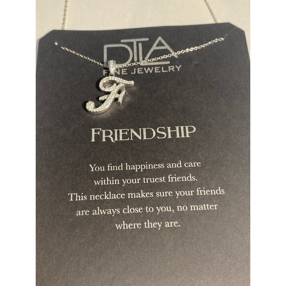 Dtla Friendship Initial F Necklace W/ Inspirational Quote Card Silver - Picture 4 of 5